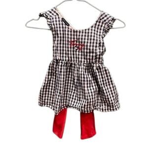 Tommy Girl 2 piece set Gingham Top with red pants size 4/4T Hilfiger Toddler